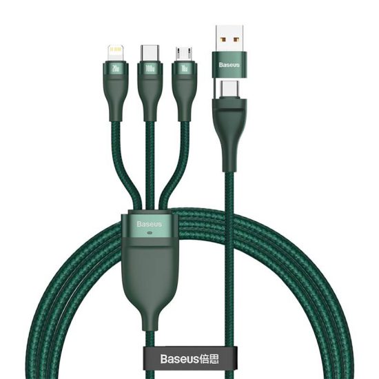 کابل تبدیل  USB به microUSB / لایتنینگ / USB-C باسئوس مدل CA2T3-06 طول 1.2 متر