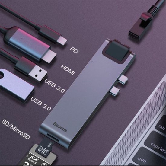 هاب 7 پورت USB-C باسئوس مدل CAHUB-L0G
